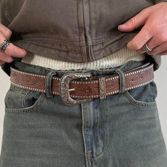 Y2k western brown studded floral - Picture 1 of 8